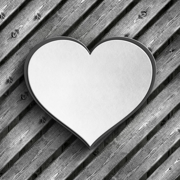 Valentine's Day card background - heart on wooden planks — Stock Photo, Image