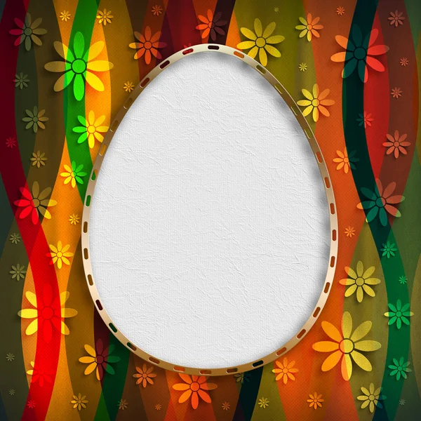 Happy Easter Card - shape of egg on patterned background — Stock Photo, Image