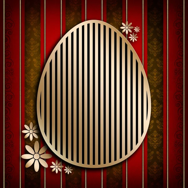 Happy Easter - shape of easter egg on red background — Stock Photo, Image