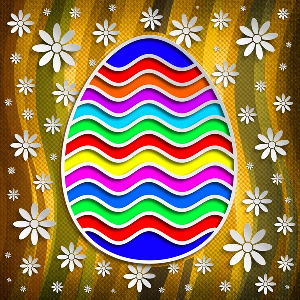 Счастливой Пасхи - цветное яйцо на узорчатом фоне — стоковое фото