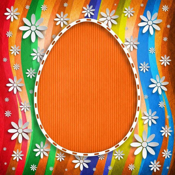 Shape of Easter egg on colored patterned background — Stock Photo, Image