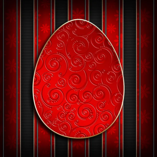 Happy Easter greeting card - patterned egg in golden frame — Stock Photo, Image