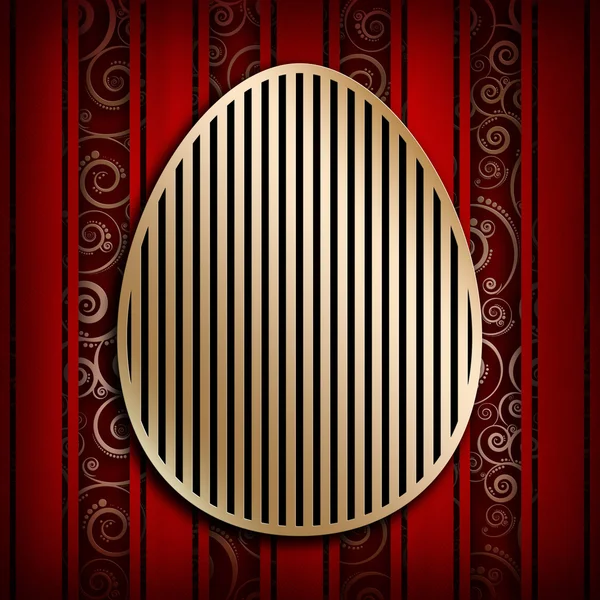 Vrolijk Pasen - vorm van ei op rode achtergrond — Stockfoto