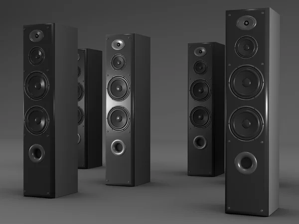 Large audio speakers on gray background — Stock Photo, Image