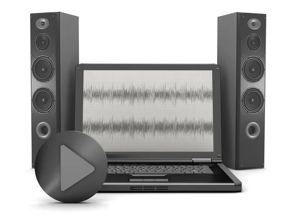 Odtwarzacz muzyki w laptopie - ilustracja koncepcja — Zdjęcie stockowe