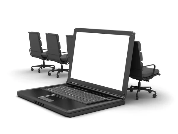 Laptop and office chairs — Stock Photo, Image