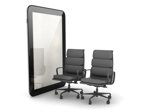 Iki Ofis koltukları ve tablet bilgisayar — Stok fotoğraf