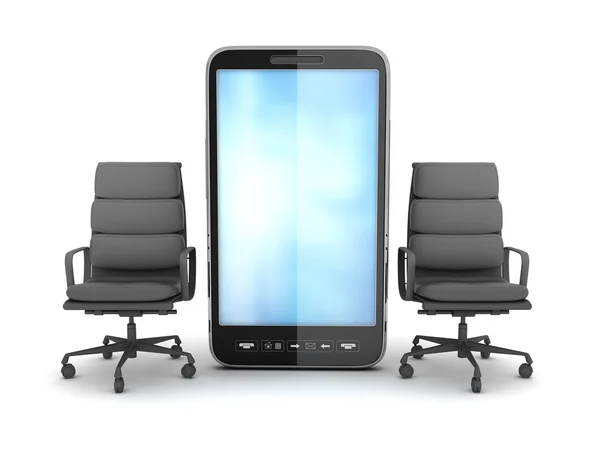 Two business chairs and mobile phone — Stock Photo, Image