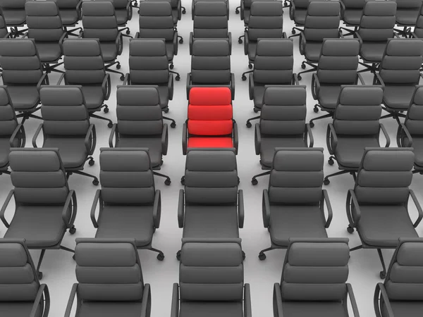 Cadeiras vermelhas e pretas — Fotografia de Stock