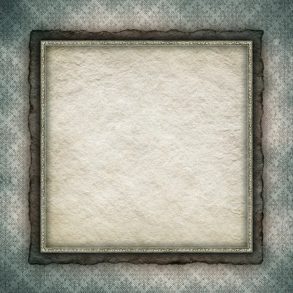 Blank paper sheet in golden frame on grunge background — Stock Photo, Image