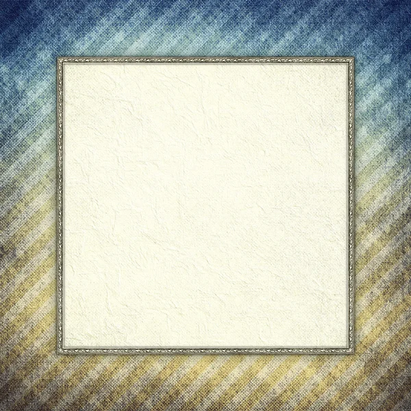 Blank paper sheet in golden frame on grunge patterned background — Stock Photo, Image