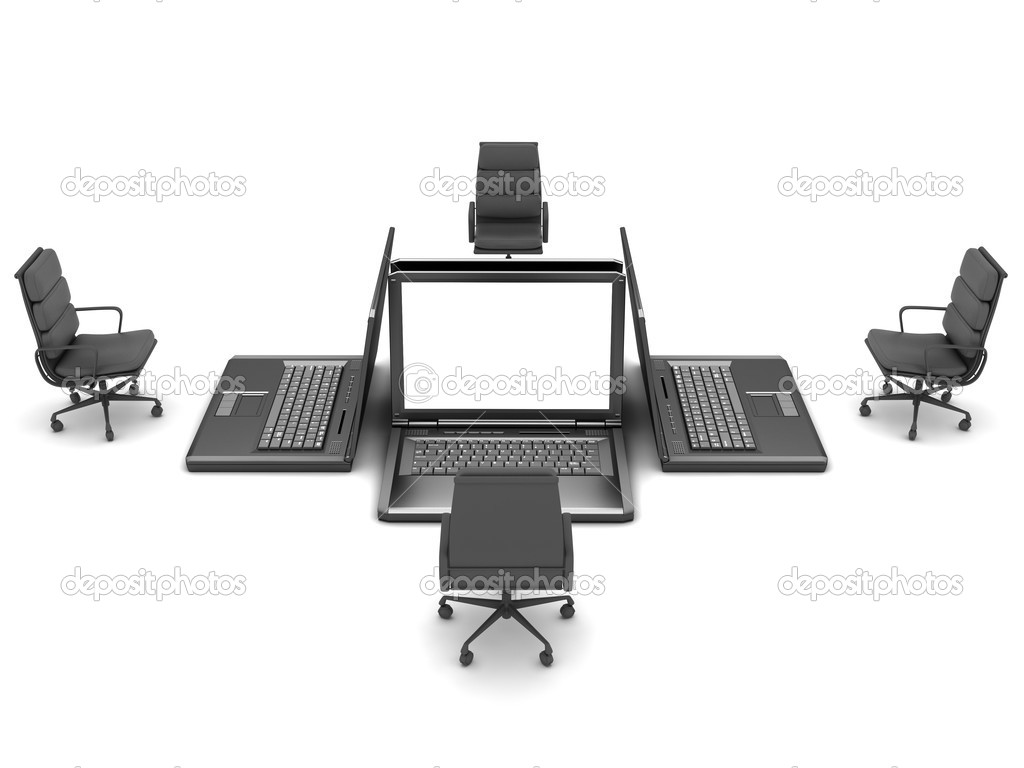 Four laptops and office chairs