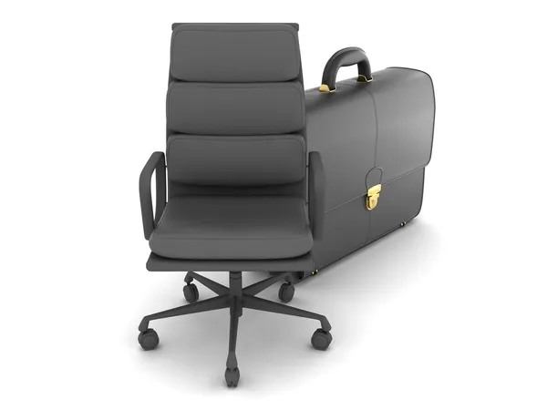 Deri iş evrak çantası ve ofis sandalyesi — Stok fotoğraf