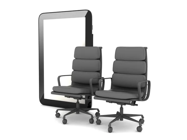 Dos sillas de oficina y tableta —  Fotos de Stock