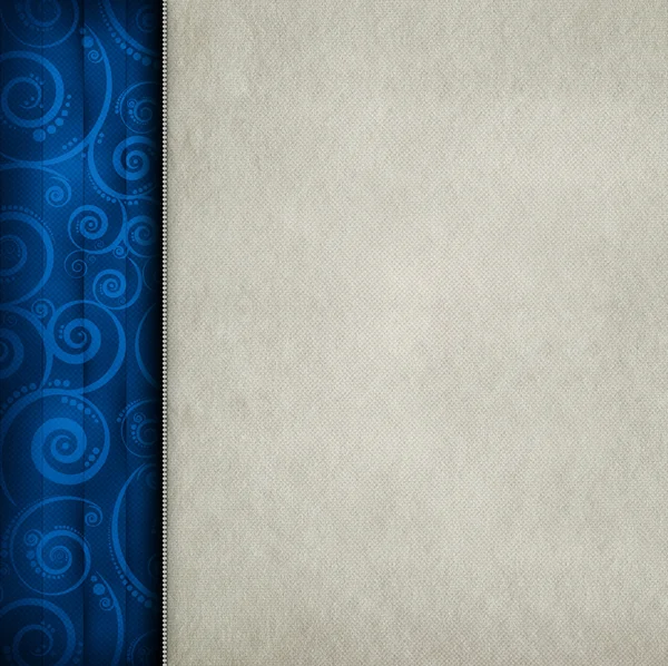 Blanco papier blad en blauwe patroon achtergrond — Stockfoto