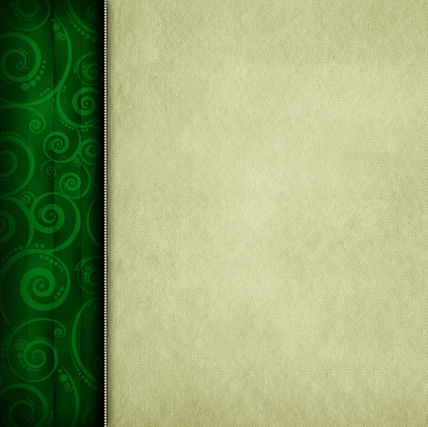 List papíru a zelené vzorované pozadí — Stock fotografie