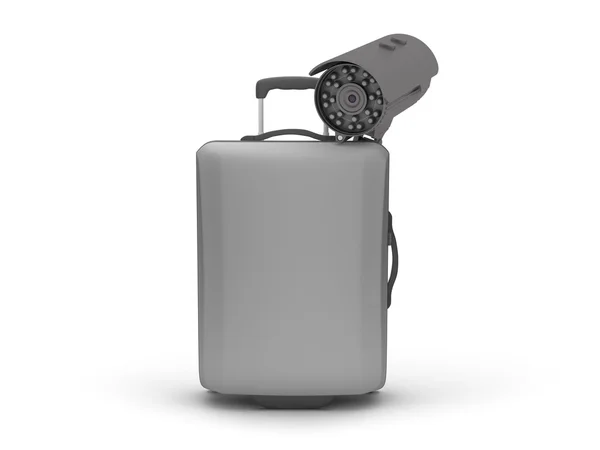 Travel luggage and video surveillance cam — Stock Photo, Image