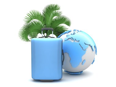 palmiye ağacı ve dünya Küre, Bagaj, seyahat