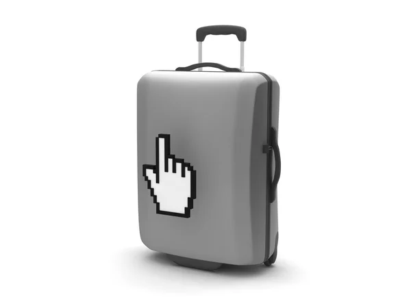 白色背景上的行李箱和手光标 — 图库照片