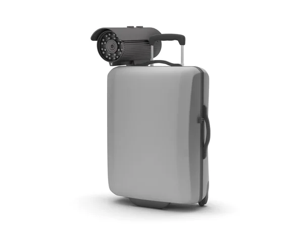 Sécurité - caméra de surveillance vidéo et valise — Photo