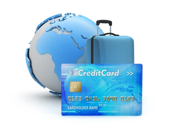 Reisen mit Kreditkarte bezahlen - Konzeptillustration — Stockfoto