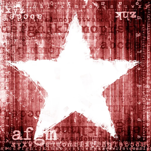 Estrela branca no fundo grunge vermelho — Fotografia de Stock