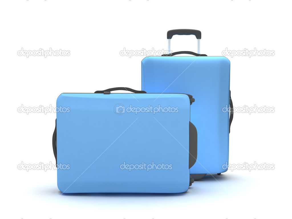Two suitcases on white background
