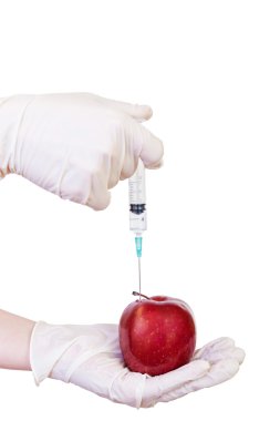 Bilim deneme elma ve şırınga ile