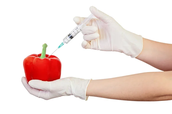 Injection into red pepper — Stock Photo, Image