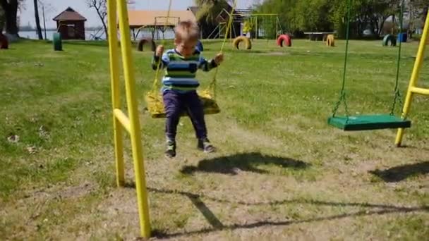 Kisfiú Játszik Parkban — Stock videók