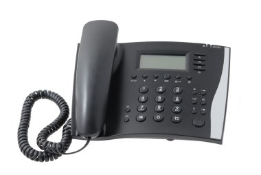 Beyaz arka planda siyah telefon