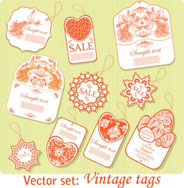 Vektör kümesi: 10 vintage Etiketler