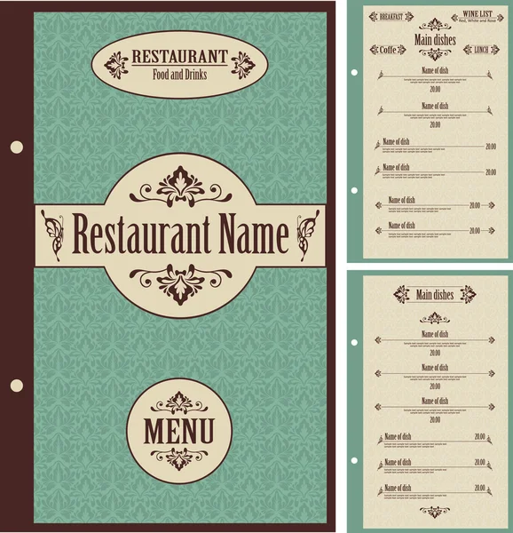 Modelo de design de menu de restaurante - vetor — Vetor de Stock