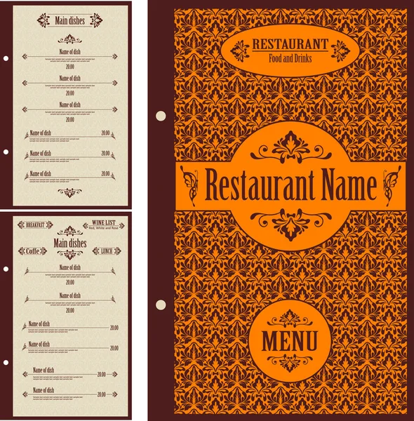 Plantilla de diseño de menú de restaurante - vector — Archivo Imágenes Vectoriales