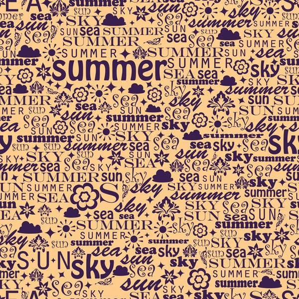 Image colorée abstraite faite à partir de mots qui se rapportent à l'été et aux vacances — Image vectorielle