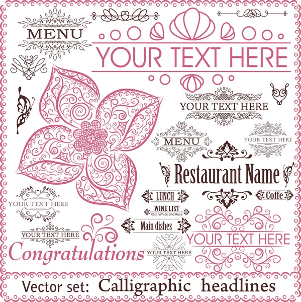 Jeu vectoriel : éléments calligraphiques pour menu ou son . — Image vectorielle