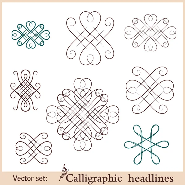 Set vektor: elemen desain kaligrafi untuk menu atau . - Stok Vektor