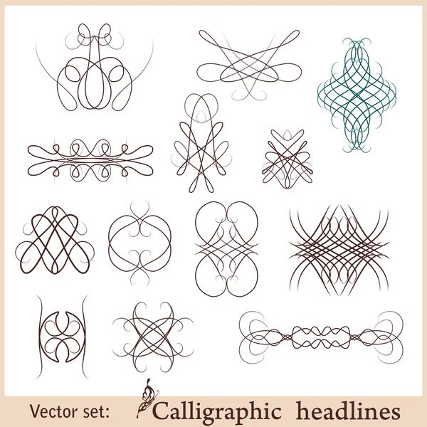 Vector set: calligraphic design elements for menu or its. — Stock Vector
