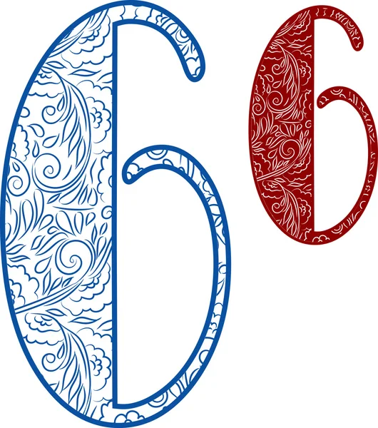 Número 6 ornamento vetorial . — Vetor de Stock