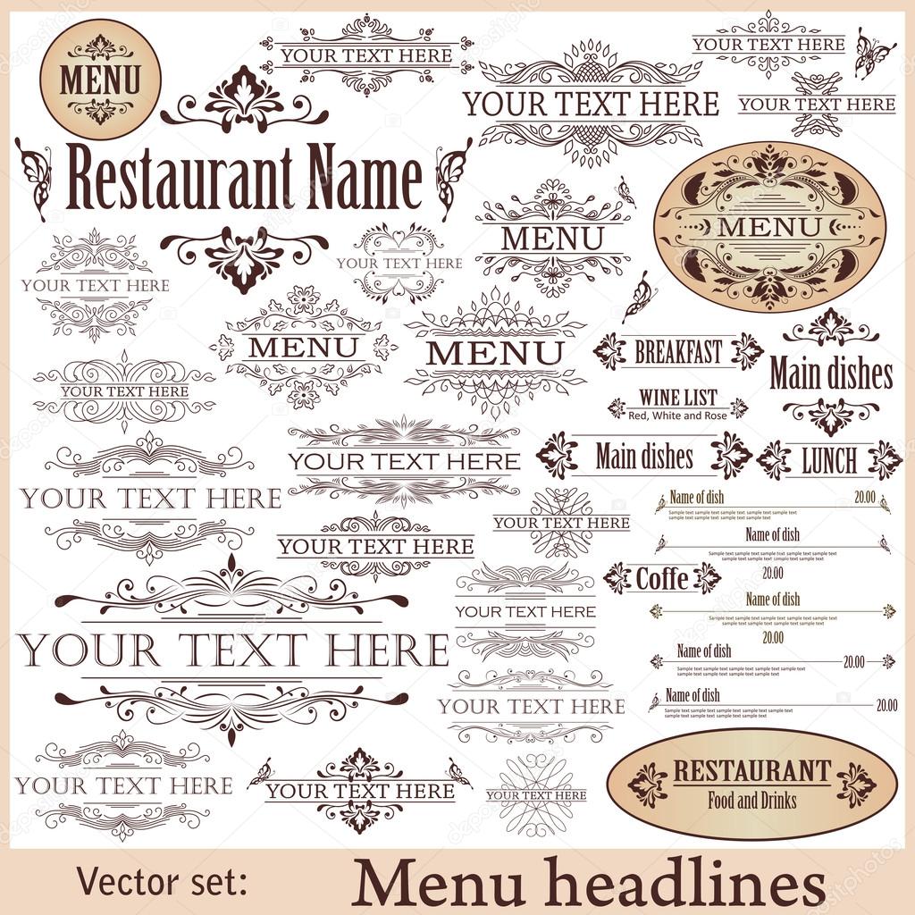 Vector set: calligraphic design elements for menu or its.