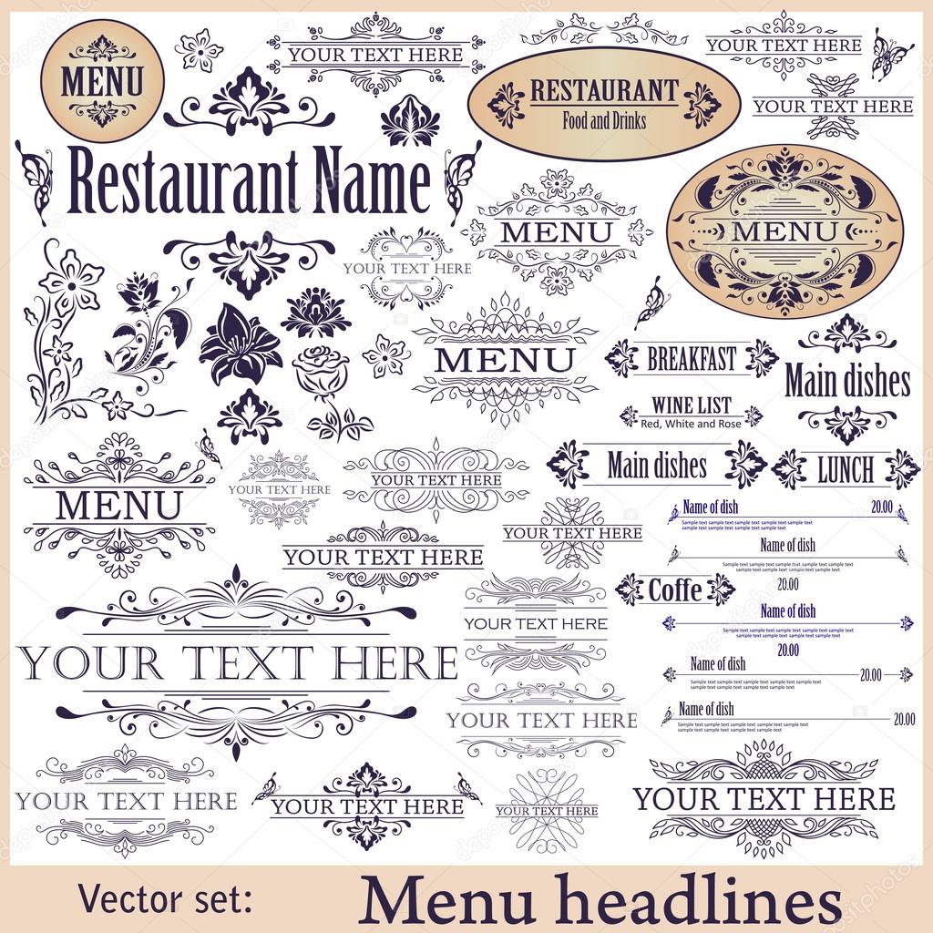 Vector set: calligraphic design elements for menu or its.
