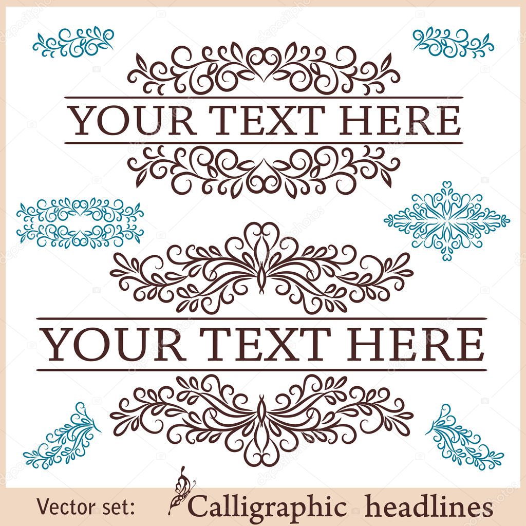 Vector set: calligraphic design elements