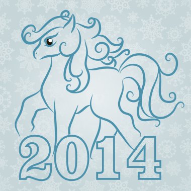 vektör mavi neşeli Noel ve mutlu yeni yıl geçmiş atı ile