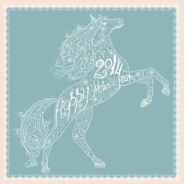 Christmas card with lace horse — Stock Vector