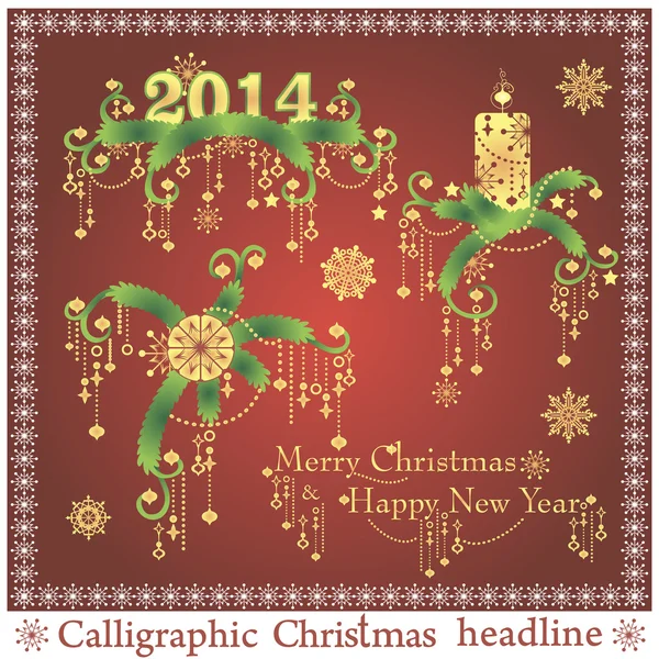 Kalligrafische Kerstmis kop — Stockvector