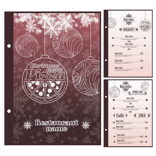 Menu de Natal vetorial abstrato para modelo de design de pizza — Vetor de Stock