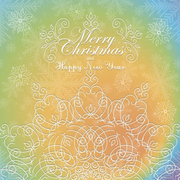 Beautiful rainbow lace ornament for merry christmas card vector — Stock Vector