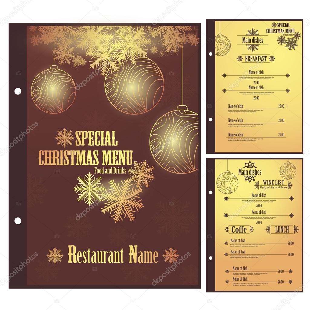 Vector Restaurant Christmas menu design template