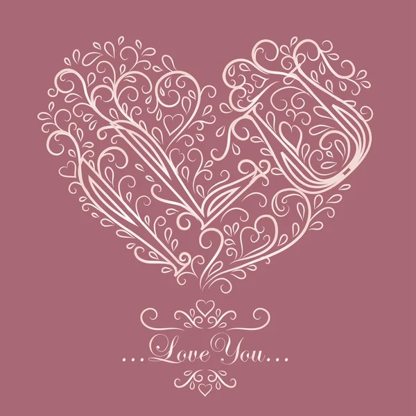 Tarjeta con corazón floral — Vector de stock