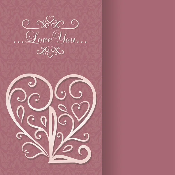 Cartão com coração floral — Vetor de Stock